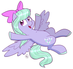 Size: 1900x1800 | Tagged: safe, artist:notenoughapples, flitter, pegasus, pony, bow, chest fluff, cute, flitterbetes, fluffy, hair bow, hoof polish, nail polish, on back, open mouth, simple background, smiling, solo, spread wings, transparent background