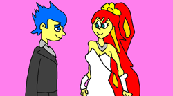 Size: 5555x3079 | Tagged: safe, artist:mikejeddynsgamer89, flash sentry, sunset shimmer, equestria girls, 1000 hours in ms paint, female, flashimmer, male, marriage, shipping, straight, wedding