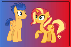 Size: 2472x1640 | Tagged: safe, artist:lucymarie2000, flash sentry, sunset shimmer, pony, female, flashimmer, male, shipping, straight