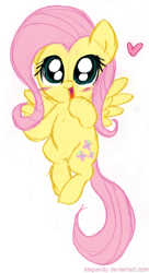 Size: 400x734 | Tagged: safe, artist:stepandy, fluttershy, pegasus, pony, blushing, chibi, cute, heart, shyabetes, simple background, solo, transparent background, weapons-grade cute