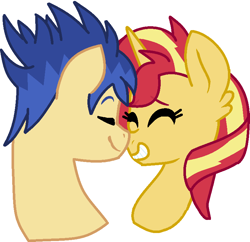 Size: 781x756 | Tagged: safe, artist:lucylink, flash sentry, sunset shimmer, pony, boop, bust, cute, eyes closed, female, flashimmer, male, noseboop, portrait, shipping, simple background, straight, white background