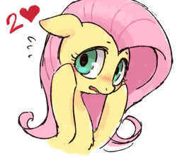 Size: 599x534 | Tagged: safe, artist:kei05, fluttershy, pegasus, pony, blushing, cute, female, heart, mare, numbers, shyabetes, solo