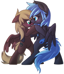 Size: 3468x3971 | Tagged: safe, artist:wingedwolf94, oc, oc only, oc:midnight light, oc:stradiverra, pegasus, pony, blushing, cute, dancing, female, lesbian, oc x oc, shipping, simple background, transparent background