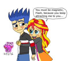 Size: 1024x867 | Tagged: safe, artist:resotii, flash sentry, sunset shimmer, equestria girls, female, flashimmer, male, shipping, straight