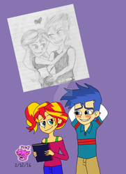 Size: 1024x1417 | Tagged: safe, artist:resotii, flash sentry, sunset shimmer, equestria girls, female, flashimmer, male, shipping, straight