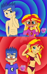 Size: 713x1120 | Tagged: safe, artist:jen-izzy93, flash sentry, sunset shimmer, equestria girls, blushing, female, flashimmer, male, shipping, straight