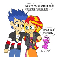 Size: 1024x992 | Tagged: safe, artist:resotii, flash sentry, sunset shimmer, equestria girls, female, flashimmer, flirting, male, shipping, shipping fuel, straight