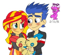 Size: 900x786 | Tagged: safe, artist:resotii, flash sentry, sunset shimmer, equestria girls, female, flashimmer, male, pokémon, shipping, straight