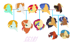 Size: 1024x579 | Tagged: safe, artist:lilygarent, fire streak, flash sentry, lightning dust, sunset shimmer, trouble shoes, oc, bisexual, family, female, flashimmer, gay, male, offspring, parent:fire streak, parent:flash sentry, parent:lightning dust, parent:sunset shimmer, parent:troubleshoes clyde, parents:flashimmer, shipping, straight