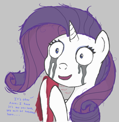 Size: 905x929 | Tagged: safe, artist:notawriteranon, rarity, pony, unicorn, implied anon, running makeup, yandere