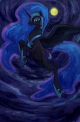 Size: 450x685 | Tagged: safe, artist:kei05, nightmare moon, alicorn, female, mare, moon, night, solo