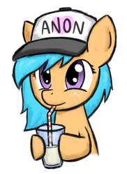 Size: 1420x1950 | Tagged: safe, artist:bojo, oc, oc only, oc:little league, cap, cute, female, filly, hat, solo, straw