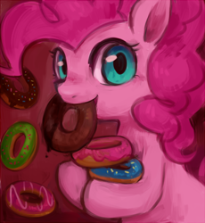 Size: 400x434 | Tagged: safe, artist:kei05, pinkie pie, earth pony, pony, donut, female, food, mare, pixiv, solo