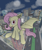 Size: 1665x1983 | Tagged: safe, artist:rapidstrike, part of a series, part of a set, fluttershy, bat pony, pony, undead, vampire, vampony, series:giant flutterbat, city, destruction, fangs, flutterbat, giant pony, looking at you, macro, night sky, open mouth, red eyes, sitting, solo, spread wings, tongue out