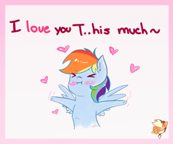 Size: 1200x1000 | Tagged: safe, artist:shiny-cooler, applejack, rainbow dash, earth pony, pegasus, pony, appledash, blushing, chibi, cute, dashabetes, eyes closed, female, hat, heart, lesbian, mare, shipping, weapons-grade cute