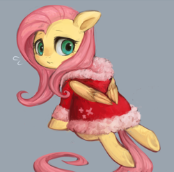 Size: 646x641 | Tagged: safe, artist:kei05, fluttershy, pegasus, pony, clothes, pixiv, simple background, solo, underhoof