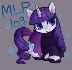 Size: 669x656 | Tagged: safe, artist:kei05, rarity, pony, unicorn, alternate hairstyle, beatnik rarity, clothes, gems, pixiv, solo, text