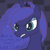 Size: 1000x1000 | Tagged: safe, artist:notawriteranon, princess luna, alicorn, pony, angry, bust, crown, dialogue, dungeon, female, frown, implied anon, lidded eyes, mare, sharp teeth, simple background, solo, teeth, yandere, yanderuna