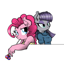 Size: 1500x1439 | Tagged: safe, artist:dfectivedvice, artist:flyingbrickanimation, edit, maud pie, pinkie pie, anthro, earth pony, candy, colored, lollipop, simple background, sisters, transparent background