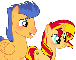 Size: 1458x1152 | Tagged: safe, artist:leanne264, flash sentry, sunset shimmer, female, flashimmer, male, shipping, simple background, straight, transparent background