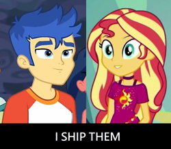 Size: 2012x1752 | Tagged: safe, edit, edited screencap, screencap, desert sage, flash sentry, mile hill, sunset shimmer, better together, equestria girls, spring breakdown, female, flashimmer, male, offscreen character, shipping, shipping domino, straight