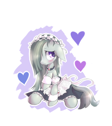 Size: 1280x1451 | Tagged: safe, artist:mlpanon, marble pie, earth pony, pony, clothes, cute, female, maid, marblebetes, mare, simple background, solo, wavy mouth, white background