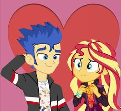 Size: 638x584 | Tagged: safe, artist:computerboy64, flash sentry, sunset shimmer, human, equestria girls, female, flashimmer, geode of empathy, magical geodes, male, shipping, straight