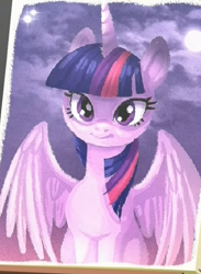 Size: 504x690 | Tagged: safe, screencap, twilight sparkle, twilight sparkle (alicorn), alicorn, pony, what about discord?, art, cropped, cute, female, looking at you, mare, painting, sitting, smiling, spread wings, twiabetes