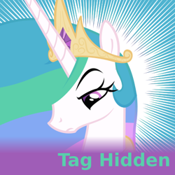 Size: 400x400 | Tagged: safe, artist:the smiling pony, princess celestia, alicorn, pony, lesson zero, .svg available, daily derpiation, female, frown, hair over one eye, lidded eyes, looking down, mare, meta, official spoiler image, raised eyebrow, solo, spoilered image joke, svg, tag hidden, unamused, unimpressed, vector