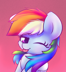 Size: 2300x2500 | Tagged: safe, artist:heavymetalbronyyeah, rainbow dash, pegasus, pony, chest fluff, cute, dashabetes, female, looking at you, one eye closed, solo, tongue out, wink