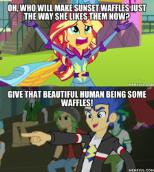 Size: 600x671 | Tagged: safe, edit, edited screencap, screencap, flash sentry, sunset shimmer, equestria girls, friendship games, rainbow rocks, female, flashimmer, image macro, male, meme, shipping, straight