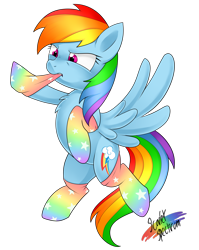 Size: 2629x3300 | Tagged: safe, artist:scarlet-spectrum, rainbow dash, pegasus, pony, chest fluff, clothes, cute, dashabetes, female, mare, mouth hold, rainbow socks, simple background, socks, solo, striped socks, transparent background