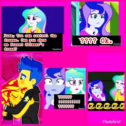 Size: 1024x1024 | Tagged: safe, edit, flash sentry, princess celestia, princess luna, principal celestia, sunset shimmer, vice principal luna, equestria girls, comic, female, flashimmer, male, shipping, straight