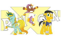 Size: 1800x1200 | Tagged: safe, artist:mofetafrombrooklyn, oc, oc only, oc:bowtie, oc:cabbie, oc:liberty, bayley, brooklyn brawler, clothes, nxt, ponycon, sasha banks, shoes, wrist tape, wwe