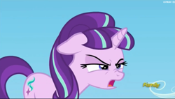 Size: 1885x1071 | Tagged: safe, screencap, starlight glimmer, pony, unicorn, the cutie re-mark, angry, discovery family logo, floppy ears, frown, glare, nose wrinkle, open mouth, s5 starlight, solo