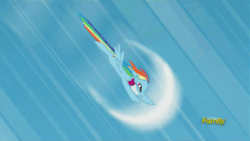 Size: 500x281 | Tagged: safe, screencap, rainbow dash, pegasus, pony, the cutie re-mark, animated, discovery family, discovery family logo, magic, solo