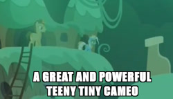 Size: 474x271 | Tagged: safe, edit, edited screencap, screencap, doctor whooves, trixie, pony, the cutie re-mark, alternate timeline, cameo, chrysalis resistance timeline, female, image macro, male, mare, meme, stallion