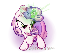 Size: 3300x2800 | Tagged: safe, artist:bobdude0, sweetie belle, pony, cute, ear fluff, magic, solo, weapons-grade cute