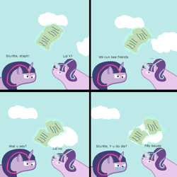 Size: 800x800 | Tagged: safe, starlight glimmer, twilight sparkle, pony, unicorn, the cutie re-mark, ..., bad end, dolan, meme, spoderman, this will end in timeline distortion