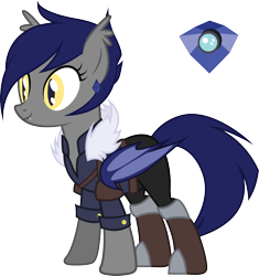 Size: 2783x2961 | Tagged: safe, artist:duskthebatpack, oc, oc only, oc:lapis, bat pony, pony, fallout equestria, boots, clothes, cutie mark, earring, fangs, female, fluffy, mare, merchant, piercing, short mane, shoulder pads, simple background, solo, transparent background, vector