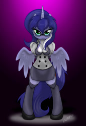 Size: 1023x1500 | Tagged: safe, artist:miniferu, oc, oc only, oc:mariah wolves, alicorn, anthro, alicorn oc, secretary, solo