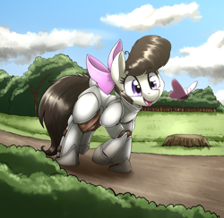 Size: 2949x2881 | Tagged: safe, artist:otakuap, oc, oc only, oc:aggie, butterfly, earth pony, pony, armor, bow, cute, fantasy class, hair bow, head tilt, knight, open mouth, raised hoof, smiling, solo, warrior