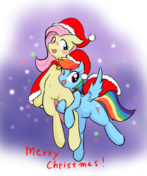 Size: 1280x1536 | Tagged: safe, artist:seidouryu, fluttershy, rainbow dash, pegasus, pony, belly button, christmas, female, flutterdash, lesbian, shipping