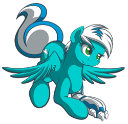 Size: 1024x997 | Tagged: safe, artist:allyster-black, oc, oc only, oc:frosty winds, cyborg, pegasus, pony, fallout equestria, fallout equestria: memories, cute, female, flying, solo