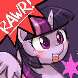 Size: 500x500 | Tagged: safe, artist:lumineko, part of a set, twilight sparkle, twilight sparkle (alicorn), alicorn, pony, avatar, cute, female, lumineko is trying to murder us, mare, open mouth, rawr, rawrvatar, solo, twiabetes