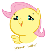 Size: 187x219 | Tagged: safe, artist:shoutingisfun, fluttershy, pegasus, pony, cute, food, peanut butter, solo