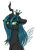 Size: 1959x2797 | Tagged: safe, artist:coinpo, artist:niggerdrawfag, queen chrysalis, changeling, changeling queen, bust, featured image, female, portrait, simple background, smiling, smug, solo, transparent background