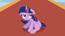 Size: 1366x768 | Tagged: safe, screencap, twilight sparkle, a canterlot wedding, floppy ears, frown, glare, grumpy, grumpy twilight, sitting, solo, unamused