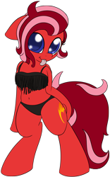 Size: 560x895 | Tagged: safe, artist:k-kopp, oc, oc only, oc:adena emberheart, belly button, bikini, clothes, midriff, swimsuit, tongue out