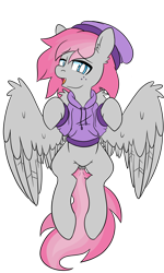 Size: 1844x3080 | Tagged: safe, artist:niggerdrawfag, oc, oc only, oc:cute wing, clothes, commission, hoodie, simple background, solo, transparent background